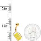 Gold Tone St Patricks Day Frosty Mug of Beer Belly Ring