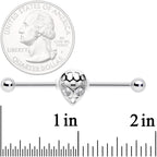 14G Clear CZ Gem Openwork Alien Industrial Barbell 38mm