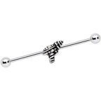 14G Aurora Gem Mystery Ray Gun Industrial Barbell 38mm