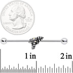 14G Aurora Gem Mystery Ray Gun Industrial Barbell 38mm
