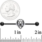 14G Clear CZ Gem Black Openwork Alien Industrial Barbell 38mm