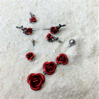 Single Flower Red Rose Belly Button Ring