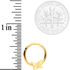 16G 3/8 Gold Tone Spring Butterfly Hinged Segment Ring