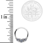 16G 3/8 Clear CZ Circle Trio Hinged Segment Ring