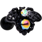 16G 1/4 Aurora Gem Black Busy Bee Cartilage Tragus Earring