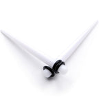 White Acrylic Straight Taper Set Available in Sizes  14G to 00G