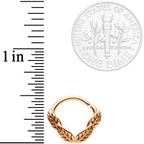16G 3/8 Rose Gold Tone Ring of Feathers Closure Ring