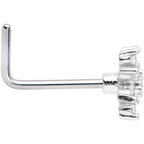 20G 1/4 Clear CZ Gem Flower L Shaped Nose Ring
