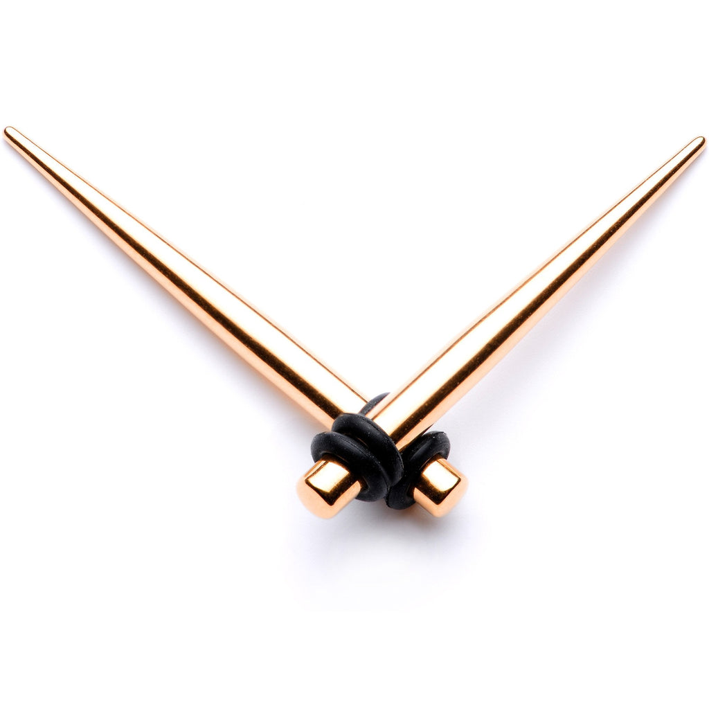 Rose Gold Tone Anodized Straight Taper Set Available in Sizes  14G to 00G