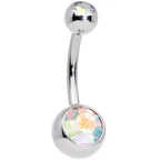 Clear Aurora Gem Purple Pearlescent Fashion Belly Ring Set of 3