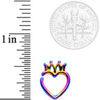 16G 5/16 Rainbow Royal Crown Heart Left Ear Closure Ring