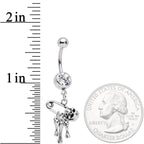 Clear Gem Skull Bones Safety Pin Halloween Dangle Belly Ring