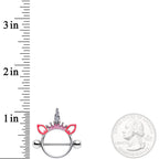 14G Clear Gem Pink Princess Unicorn Nipple Shield Set
