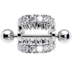 16G 1/2 Clear CZ Gem Scary Monster Fangs Cartilage Cuff
