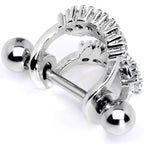 16G 1/2 Clear CZ Gem Scary Monster Fangs Cartilage Cuff