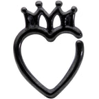 16G 5/16 Black Royal Crown Heart Right Ear Closure Ring
