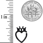 16G 5/16 Black Royal Crown Heart Right Ear Closure Ring