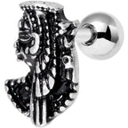 16G 1/4 Black Gem Egypt Cleopatra Anubis Cartilage Tragus Earring