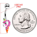Pink Glitter Mane Unicorn Belly Ring