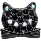 16G 1/4 Black Aurora Gem Crafty Kitty Cat Cartilage Tragus Earring