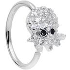 18G 3/8 Clear Black CZ Gem Nautical Octopus Nose Hoop