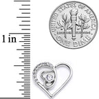 16G 1/4 Clear CZ Gem Double Heart Right Ear Closure Ring