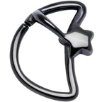 16G 5/16 Black Crescent Moon Shooting Star Closure Ring