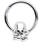 16G 3/8 Black Gem Nautical Octopus Hinged Segment Ring