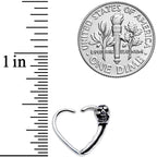 16G 3/8 Love Heart Scary Skull Left Ear Closure Ring