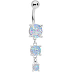 White Gem Triple Drop Dangle Belly Ring