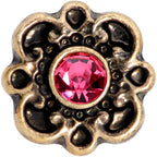 16G 1/4 Pink Gem Gold Tone Flower Emblem Tragus Cartilage Earring