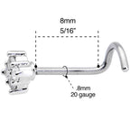20G 5/16 Clear CZ Gem Princess Nose Screw