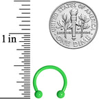 16G 3/8 Green Glow in the Dark Horseshoe Curved Barbell Set