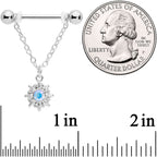 14G 5/8 Aurora Gem Moon Sun Dangle Nipple Ring Set