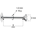 16G 5/16 2mm CZ G23 Titanium Internally Threaded Labret