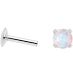 16G 1/4 4mm White Syn Opal G23 Titanium Internal Thread Labret