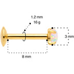 16G 5/16 3mm Syn Opal Gold G23 Titanium Internal Thread Labret