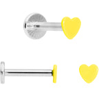 16G 5/16 Blue Pink Yellow Glow Heart Labret Set of 3