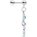 16G 1/4 Aqua Gem Moon Dangle Cartilage Tragus