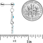 16G 1/4 Aqua Gem Moon Dangle Cartilage Tragus