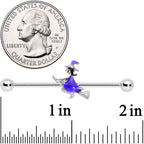 14G Blue Spooky Halloween Witch Industrial Barbell 38mm