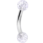 14G 5/16 Clear Speckled Acrylic End Curved Eyebrow Ring