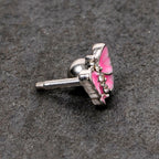 16G 1/4 Clear Gem Pink Butterfly Cartilage Tragus Earring
