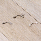 16G 5/16 Clear Gem Butterfly Curved Eyebrow Ring Set of 3