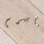 16G 5/16 Clear Gem Butterfly Curved Eyebrow Ring Set of 3