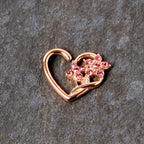 16G 3/8 Pink Gem Rose Gold Tone Heart Left Ear Closure Ring