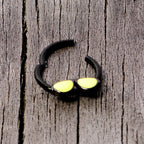 16G 3/8 Black Yellow Aviator Sunglasses Hinged Segment Ring