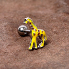 16G 1/4 Brown Yellow Giraffe Cartilage Tragus Earring