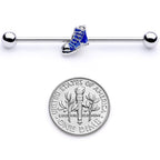 14G Blue High Top Sneaker Industrial Barbell 38mm