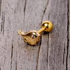 16G 1/4 Clear Gem Gold Tone Little Bird Cartilage Tragus Earring